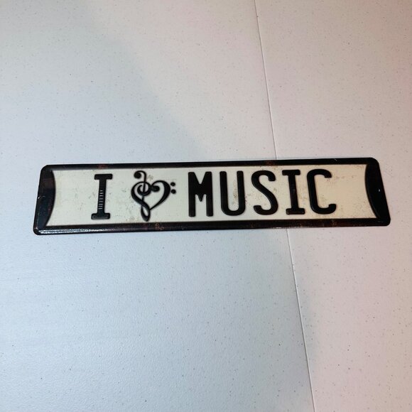 I Love Music Retro Vintage Look Metal Sign Wall Art Home Decor Raised Letters - Picture 1 of 9